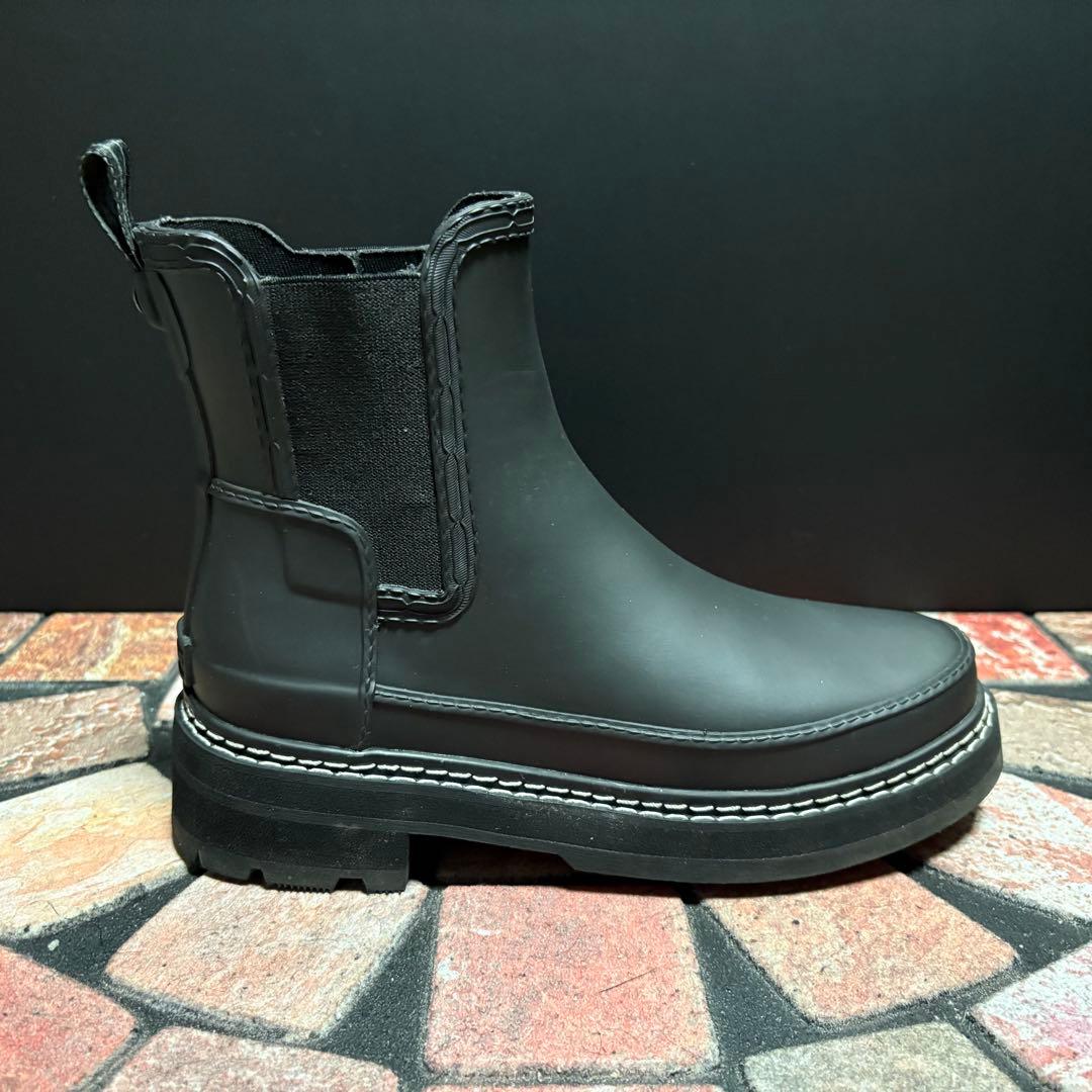 ほぼ新品 ハンター　ショートブーツ　厚底 レインブーツ　25cm ブラック　黒