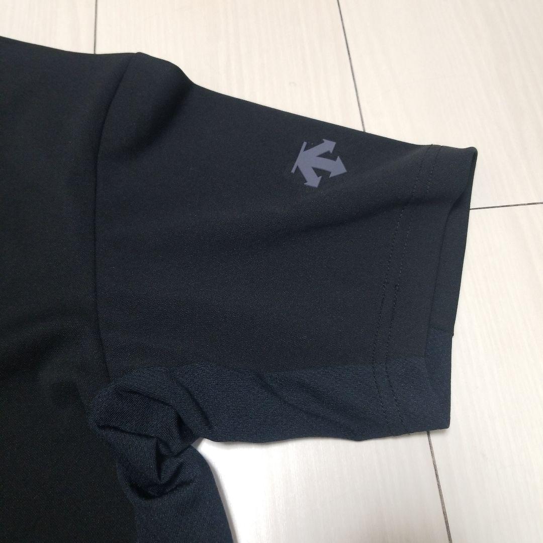 【美品】デサントゴルフ スタンドカラー ハーフジップ 半袖 シャツ ブラック M