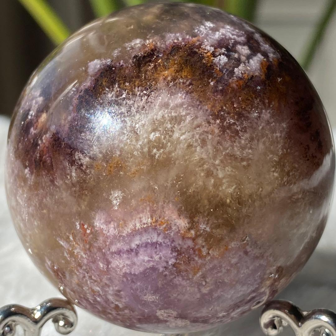 【 天然石　オーラライト 23 フローライト 共生 スフィア 丸玉 】