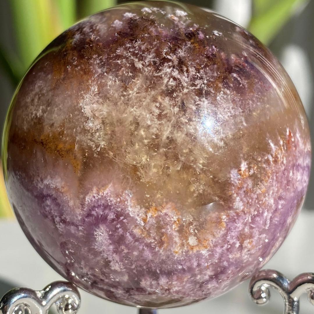 【 天然石　オーラライト 23 フローライト 共生 スフィア 丸玉 】