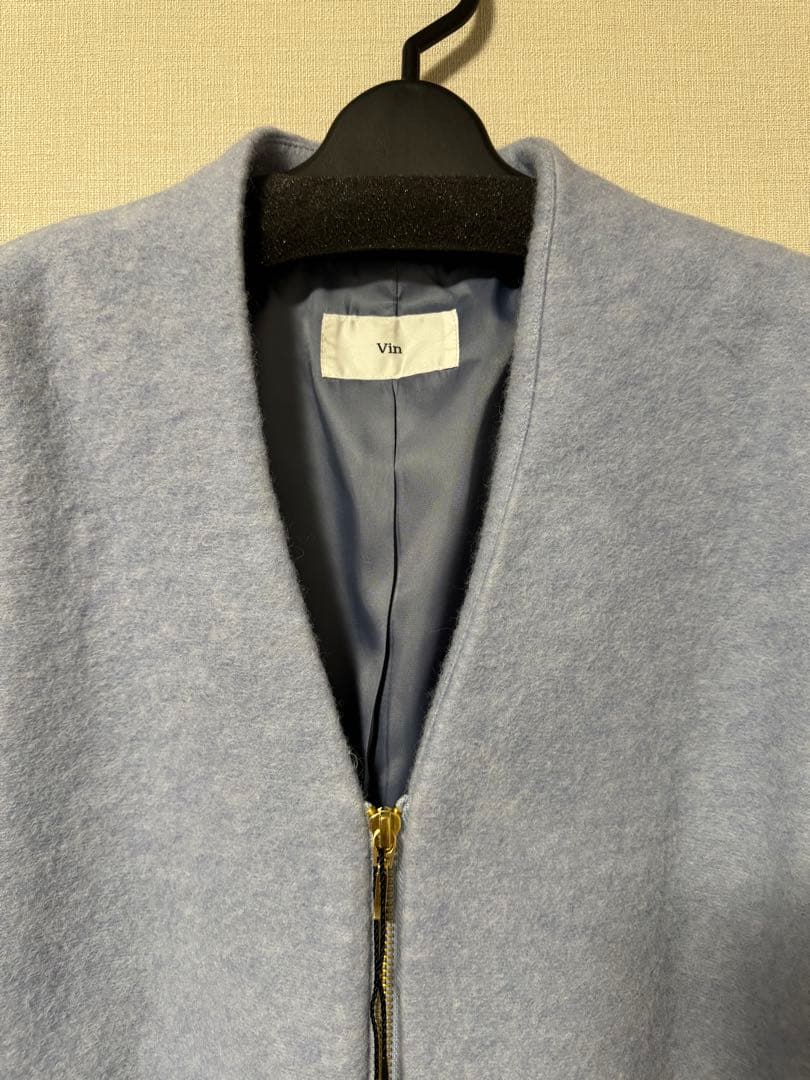 ヤマダヤ　Vin Vネックウールブレンドショートコート　ノーカラーコート