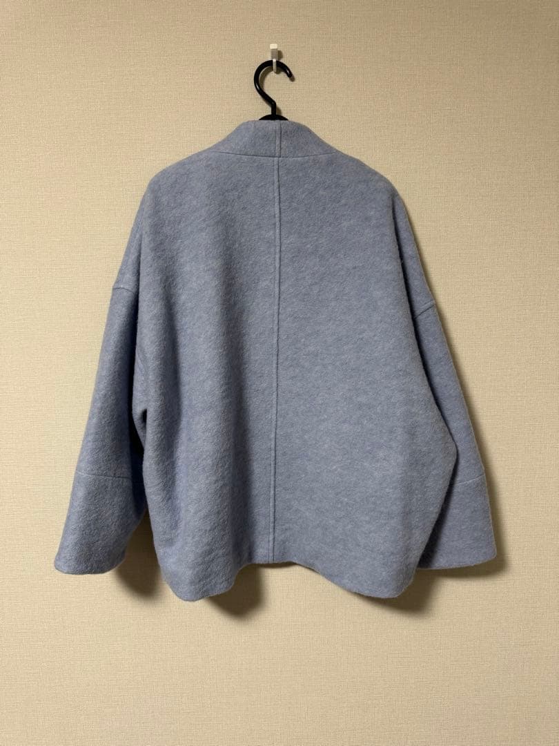 ヤマダヤ　Vin Vネックウールブレンドショートコート　ノーカラーコート