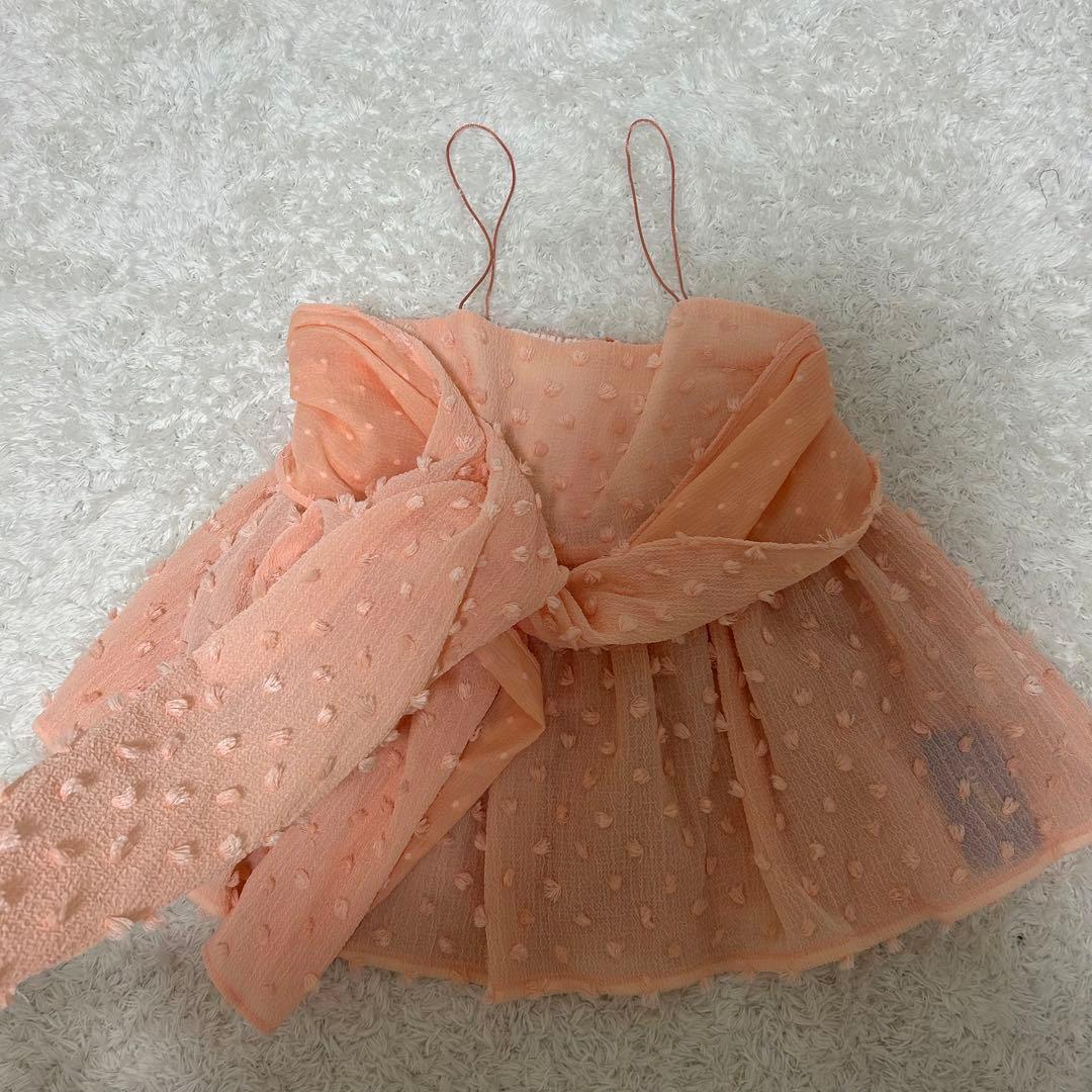 【現行品、半値以下、新品未使用タグ付】OBLI PONPONリボンキャミトップス