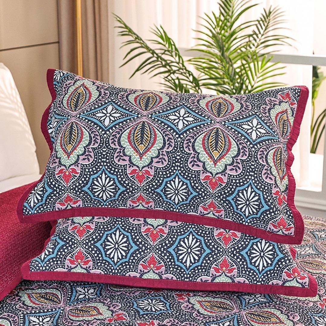 キルトベッドカバー3点セット綿マルチカバー キルティング 134