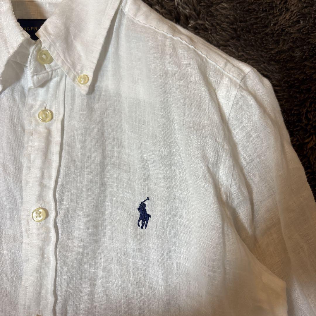 美品＊Ralph Lauren ラルフローレン　リネンシャツ　白　長袖　XS