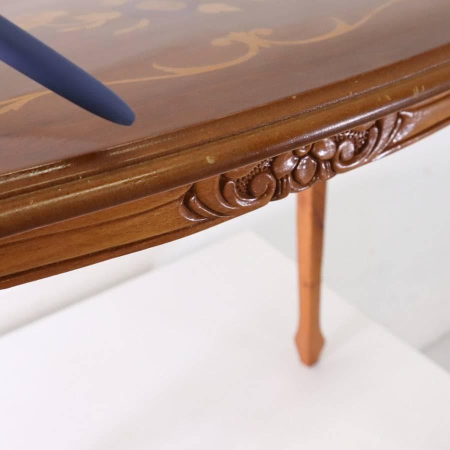 イタリア製クラシカル家具 象嵌細工 猫脚 ネストテーブル 大 幅56cm