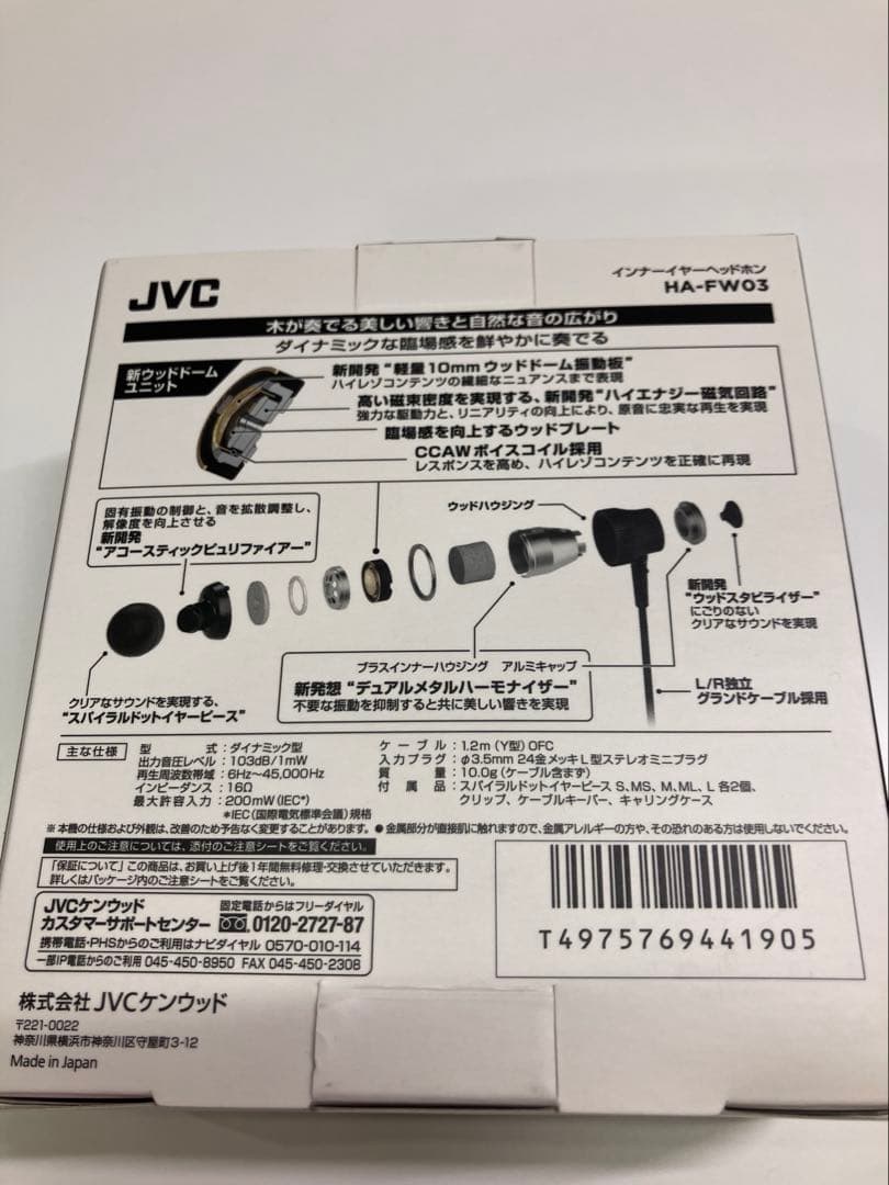 【即購入OK】 JVC HA-FW03 有線インナーイヤーヘッドフォン