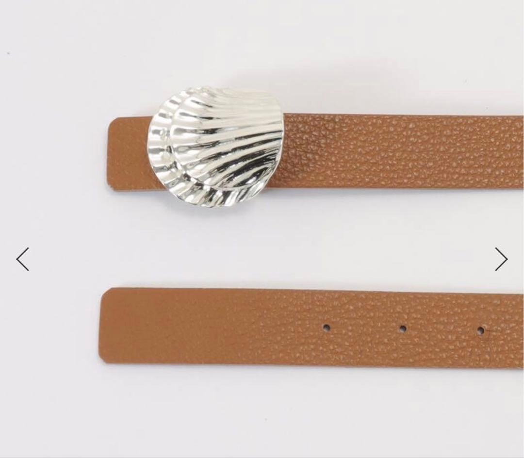 A VACATION ブラウン シェルモチーフ ベルト