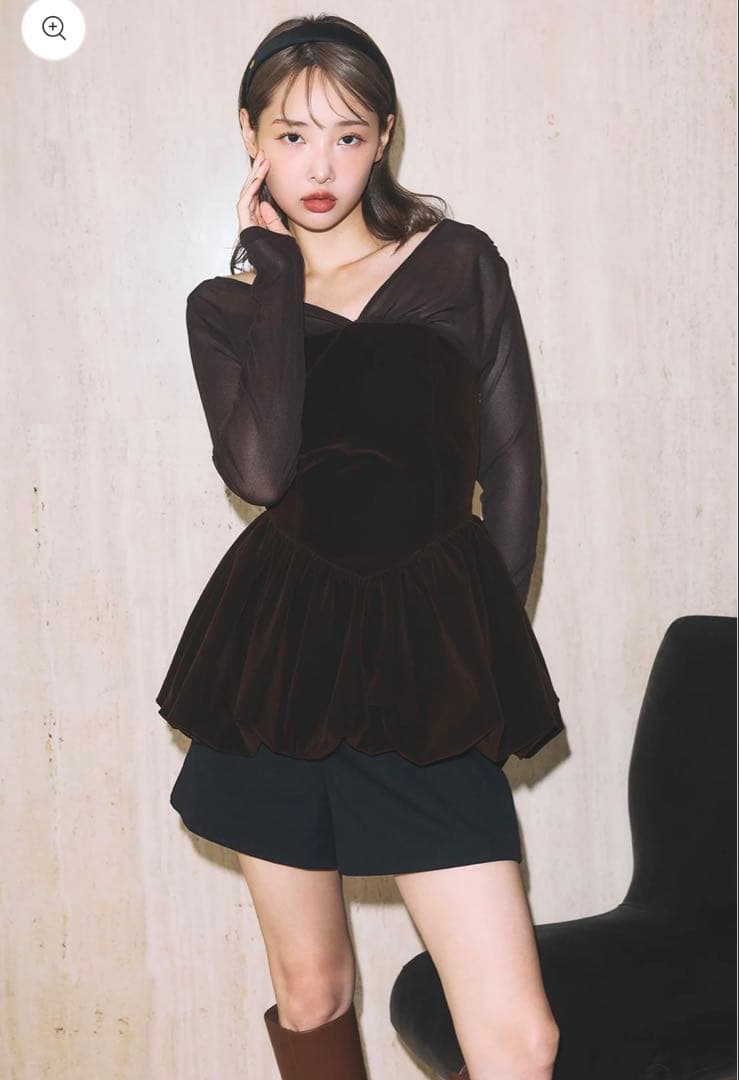 poláura ベロアビスチェバルーントップス ブラウン