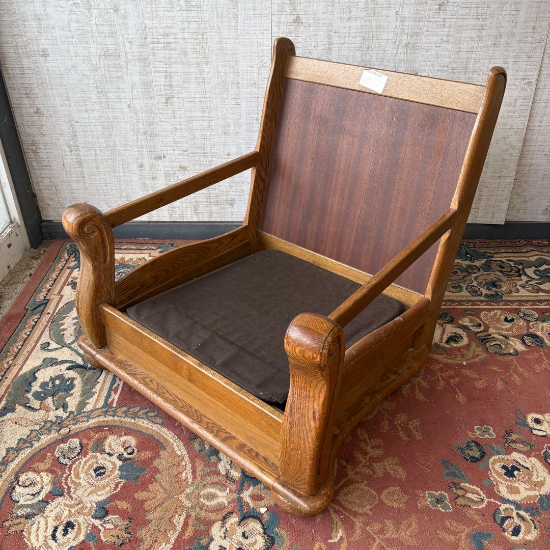 北欧レトロ オランダアンティーク オーク材 無垢材 レザーソファー アームチェア
