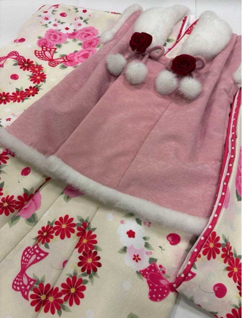 七五三　女の子　着物被布セット　SEIKO MATUDA 薔薇　リボン