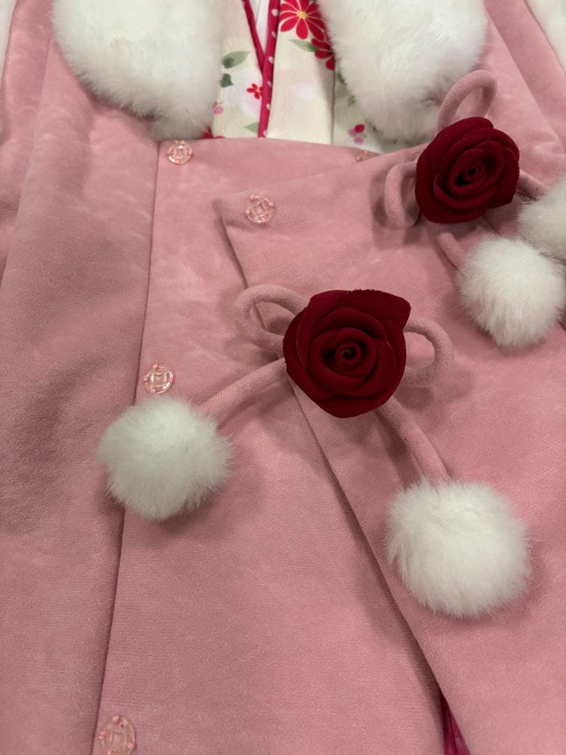 七五三　女の子　着物被布セット　SEIKO MATUDA 薔薇　リボン