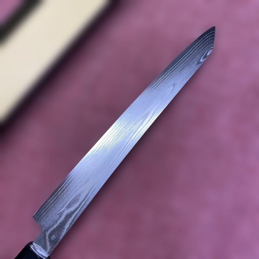 ハイカーボンステンレス鋼　勘所切付柳刃包丁　225㎜　7.5寸