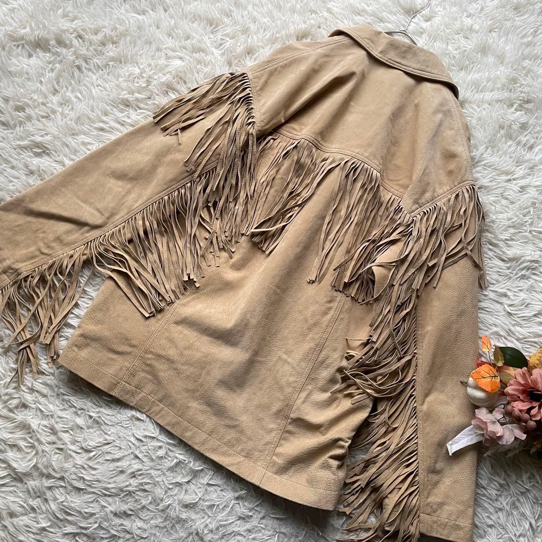 ザラ　未使用フリンジスエードレザージャケット　本革　定価32990円　近年モデル