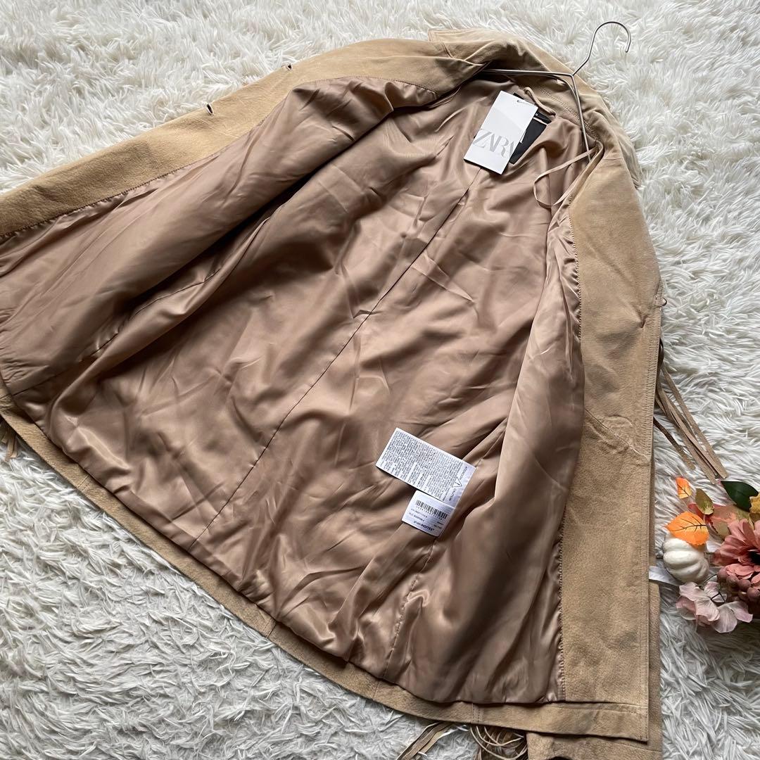 ザラ　未使用フリンジスエードレザージャケット　本革　定価32990円　近年モデル