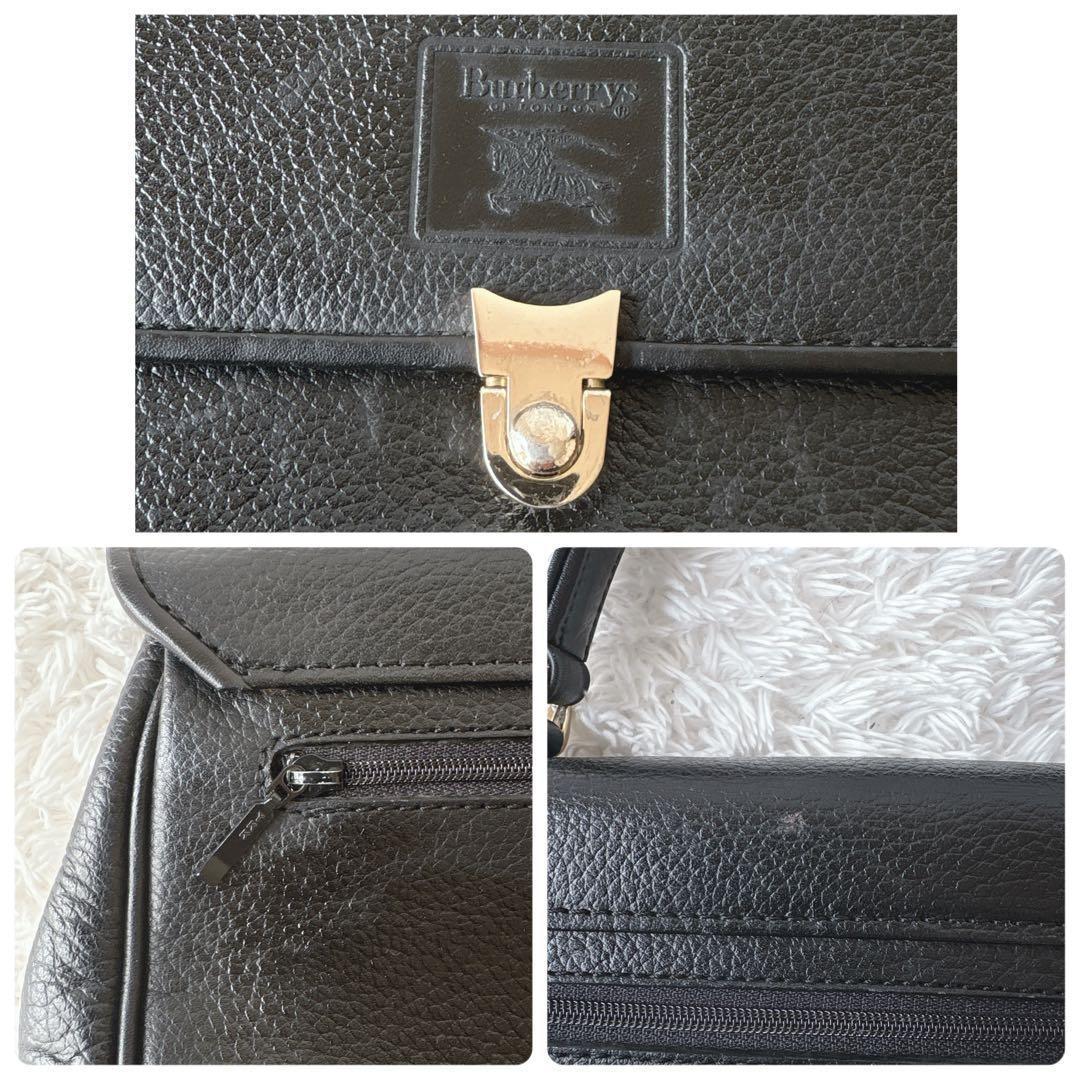 Burberrys ハンドバッグ ノバチェック シャドーホース オールレザー 黒