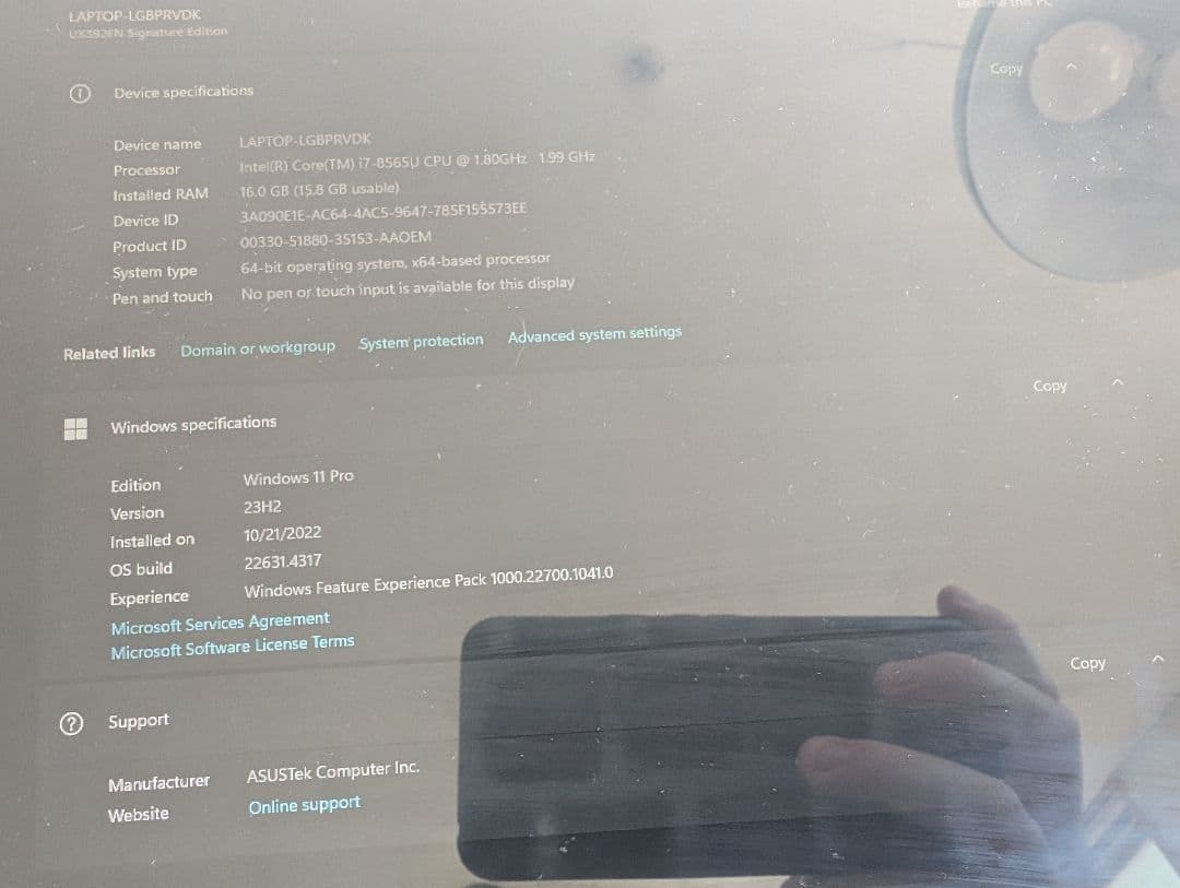 その他 ASUS ZenBook S13 UX392FN Core i7 16GB