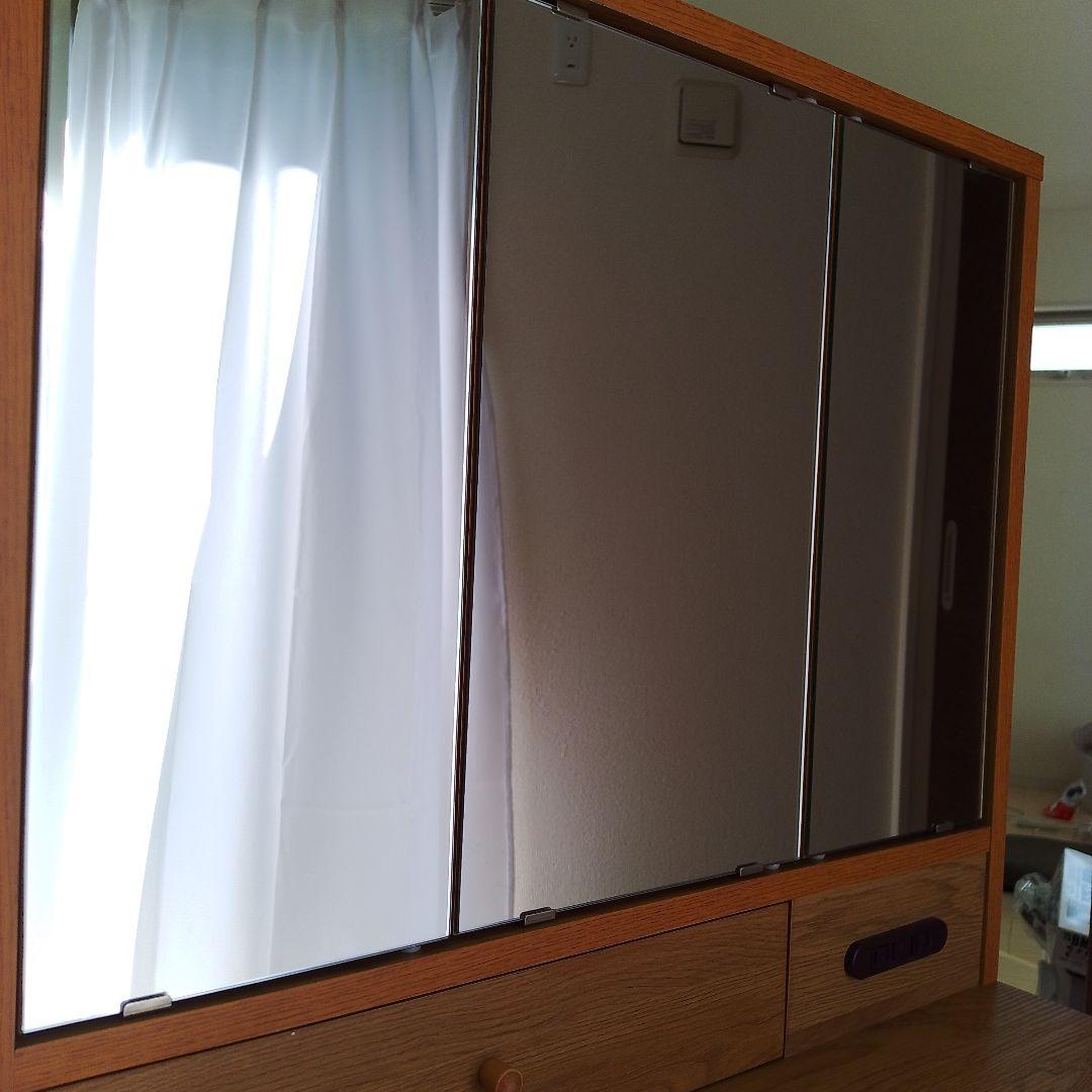 【お値下げ】3面鏡 シンプルドレッサー・鏡台　スツール付き