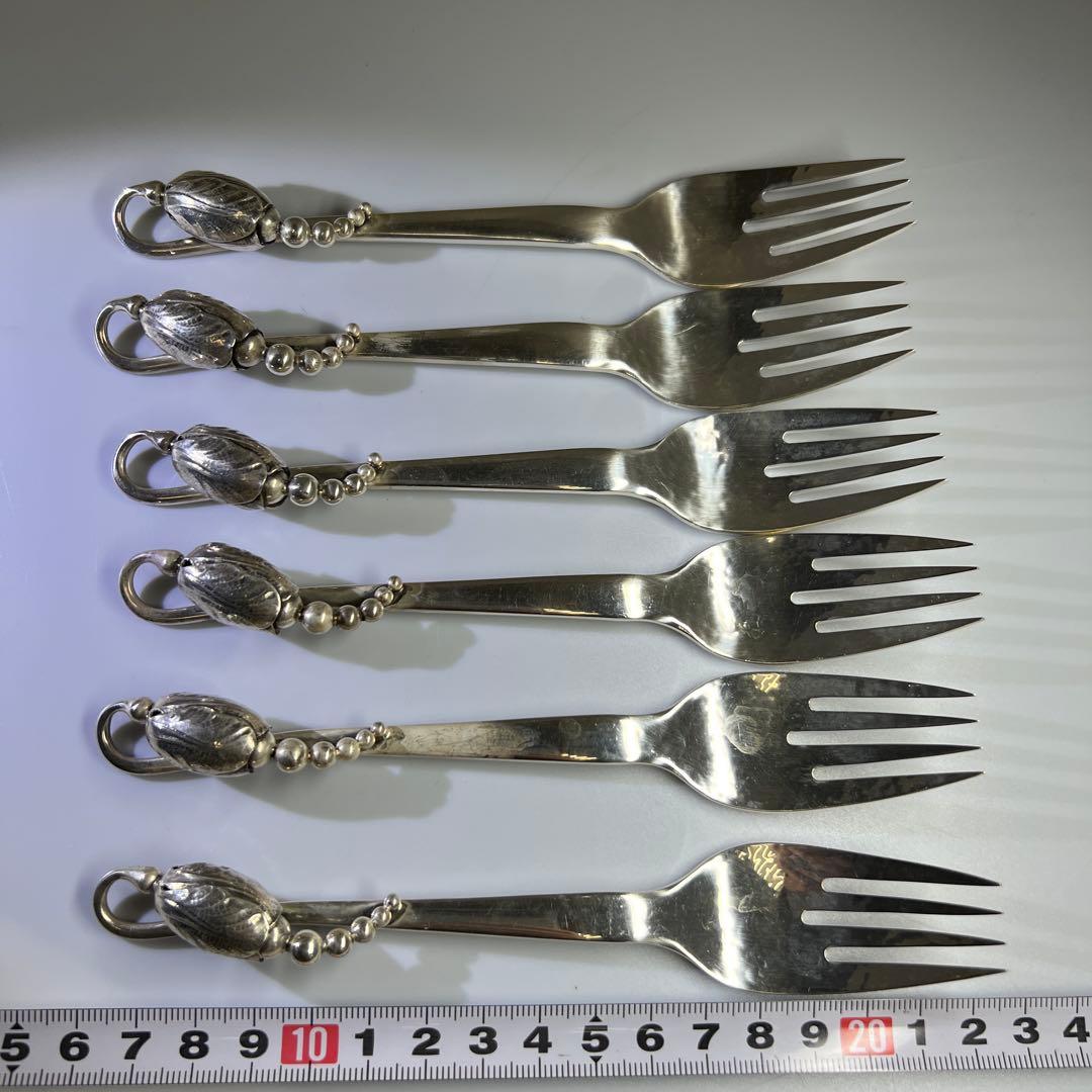 ジョージジェンセン　ブロッサムsterling925 ディナーフォーク6本　袋付