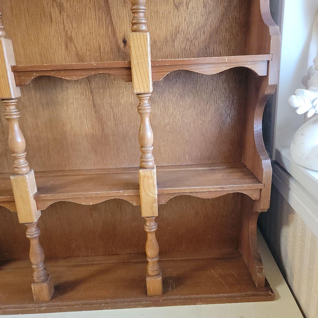 ナチュラルウッドの オープンシェルフ 　飾り棚　4段　アンティークレトロ