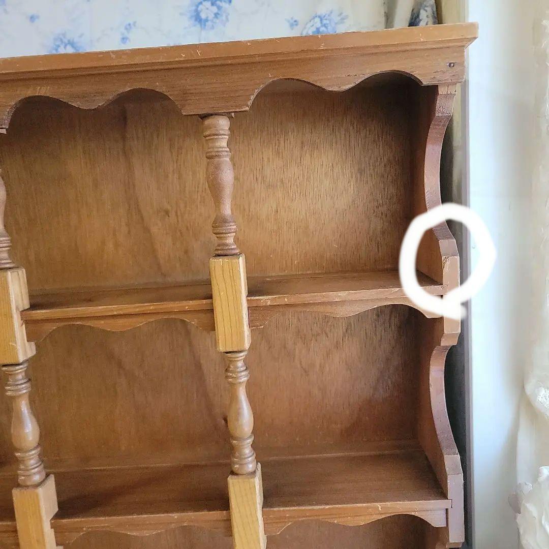 ナチュラルウッドの オープンシェルフ 　飾り棚　4段　アンティークレトロ