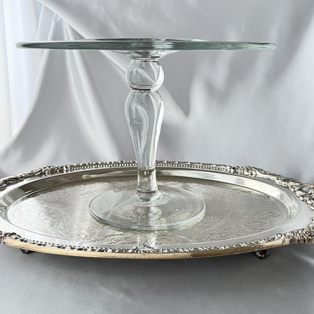 【英国】 クリスタルのケーキスタンド / オブジェスタンド【ガラス】