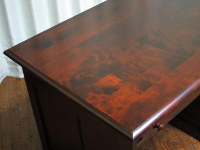 北海道民芸家具 樺 無垢材 片袖机 デスク 書斎机 北民 ホクミン 木製机