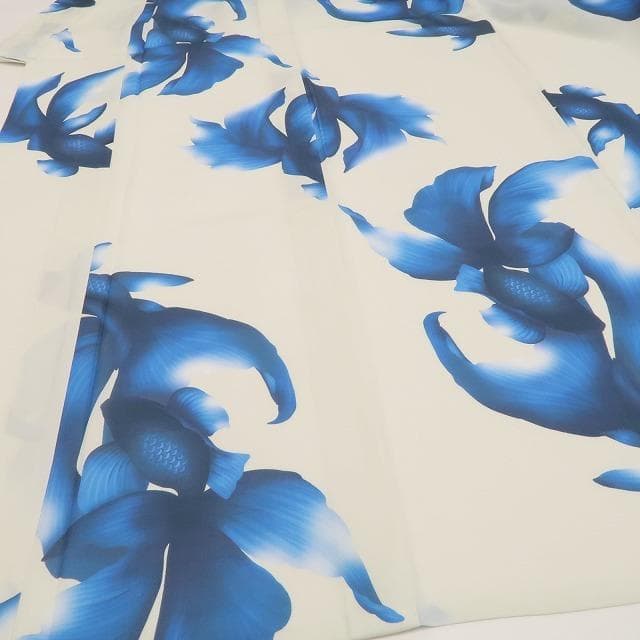 新品 撫松庵 おぼろ金魚 セオアルファ 洗える夏着物 仕付け糸付 浴衣 6215