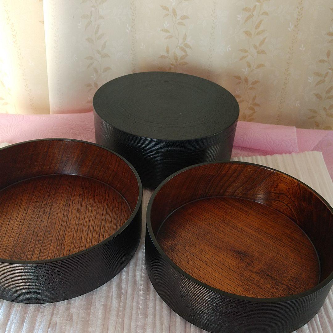 天然木  三段重  漆塗装