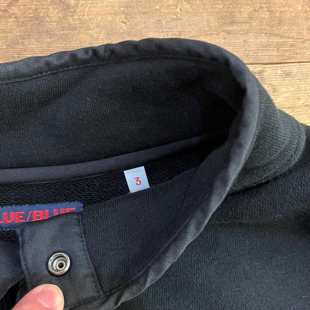 ★極美品 ブルーブルー ハーフボタンスウェット トレーナー Lサイズ 黒
