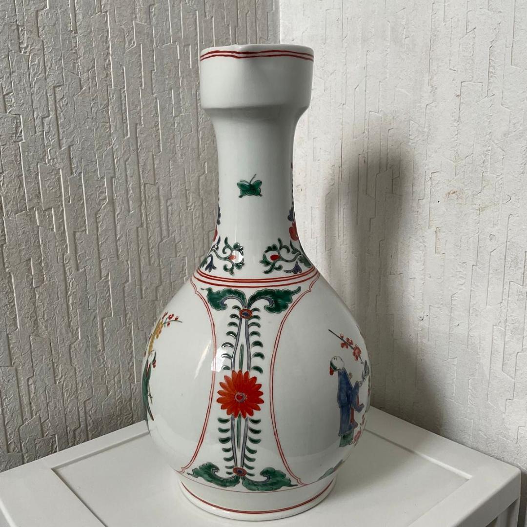 柿右衛門様式　花鳥文花瓶　高さ35cm 共箱付き　骨董品　壺