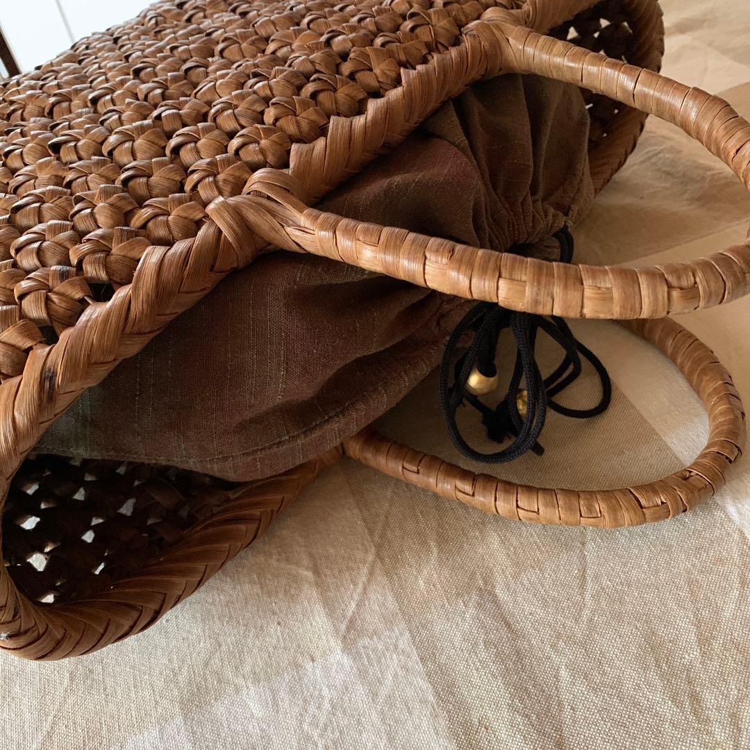 六角花結び編み 山葡萄 やまぶどう　かごバッグ