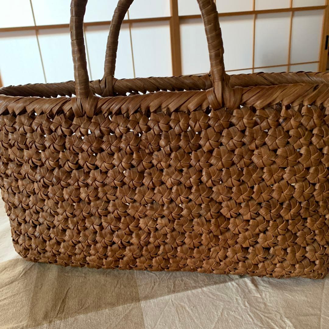 六角花結び編み 山葡萄 やまぶどう　かごバッグ