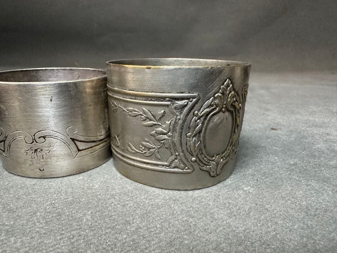 銀製　アンティーク　銀メッキ　ナプキンリング　箱置物　骨董　飾り物　古美術品