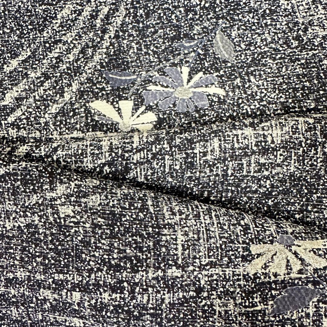 ち*こ様 小紋　袷　正絹　東京ますいわ屋　紺藍色×白　菊　幾何学　身丈165裄6