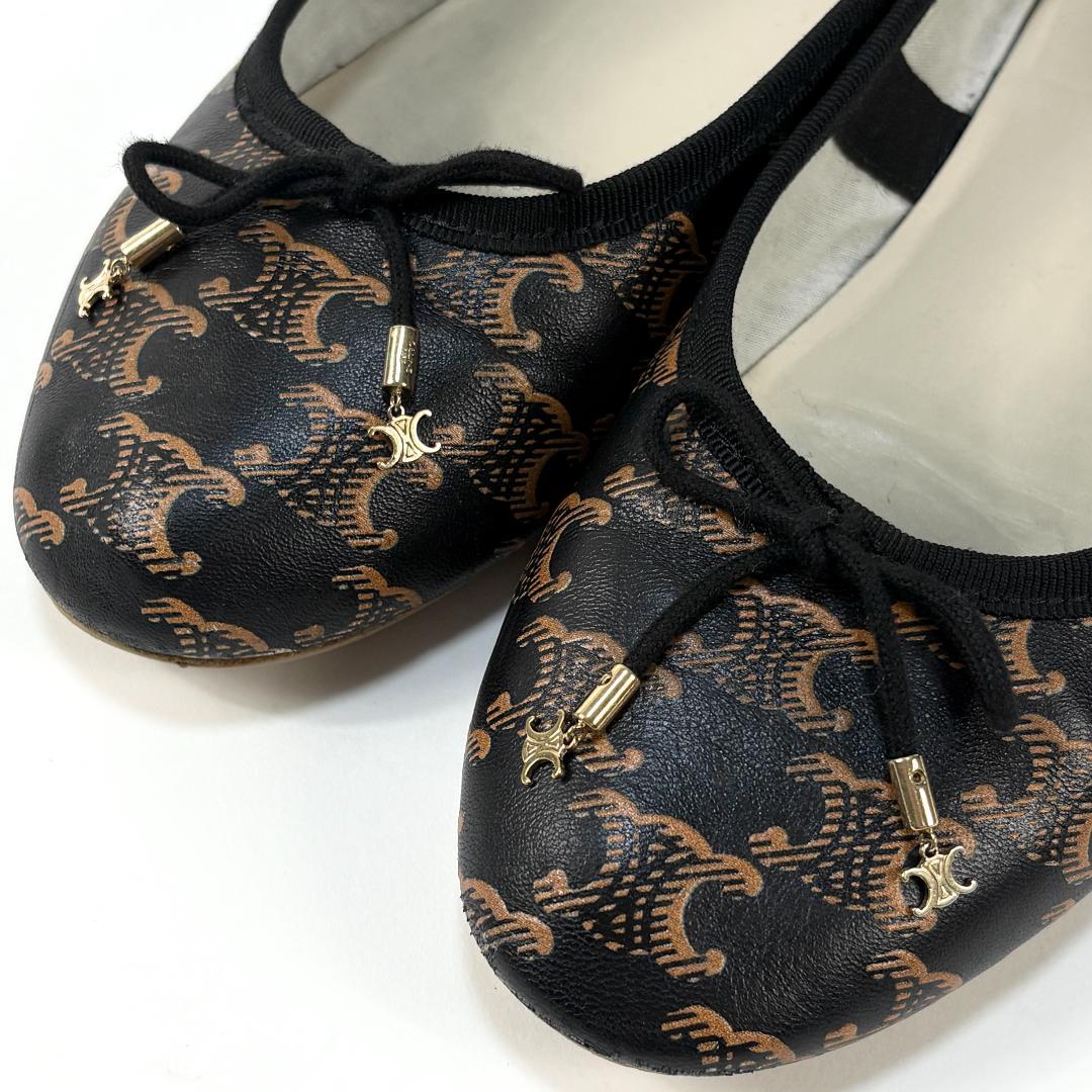美品 CELINE バレリーナ / トリオンフ&レース プリント 37 シューズ