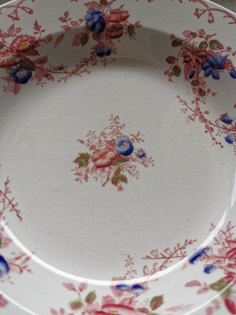 アンティーク サルグミンヌ 花柄φ24.3㌢ディープ大皿 美しい深皿３枚セットα