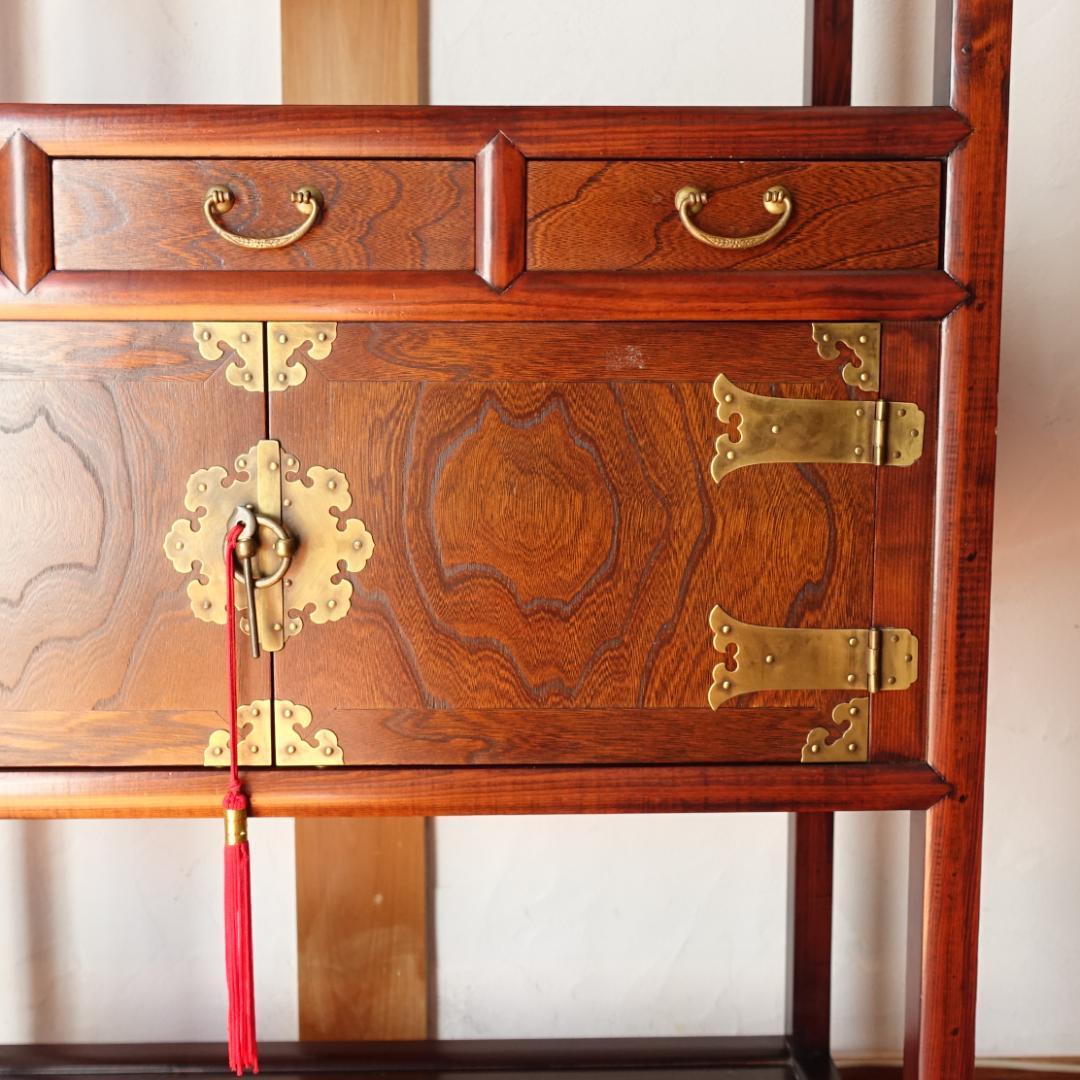 李朝家具 四方卓子 李朝棚 朝鮮棚 タクジャ 飾棚 民芸家具 鍵付