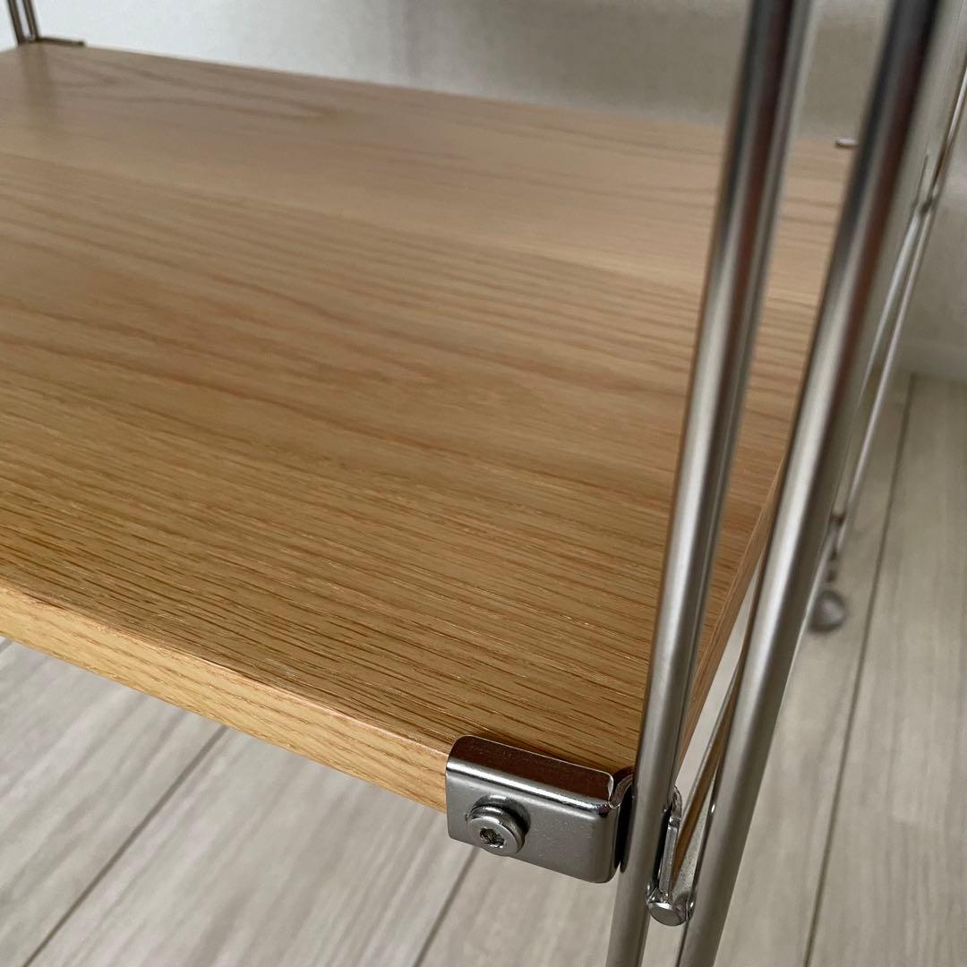 無印良品 ステンレスユニットシェルフ オーク材棚 ミニ　帆立2本のみ