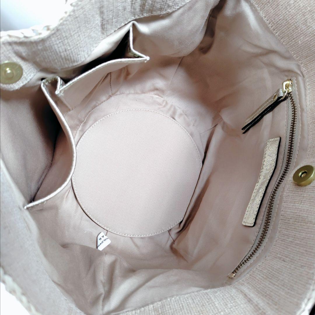 美品　ヴィオラドーロ ラフィアトートバッグ　カゴバッグ　牛革タッセル　保存袋