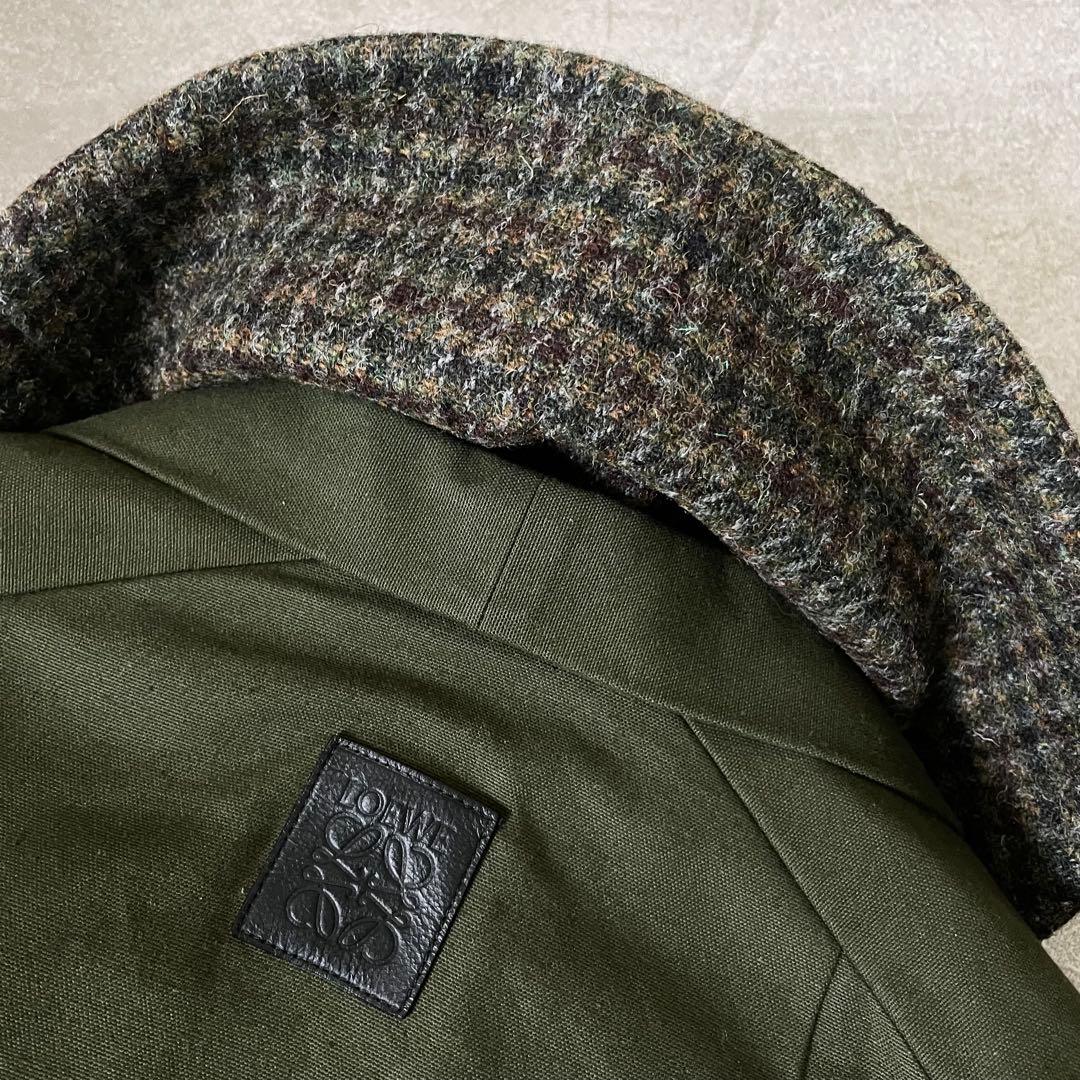 美品★ロエベ　ハウンドトゥース カラージャケット　ケープコート　32 襟着脱可