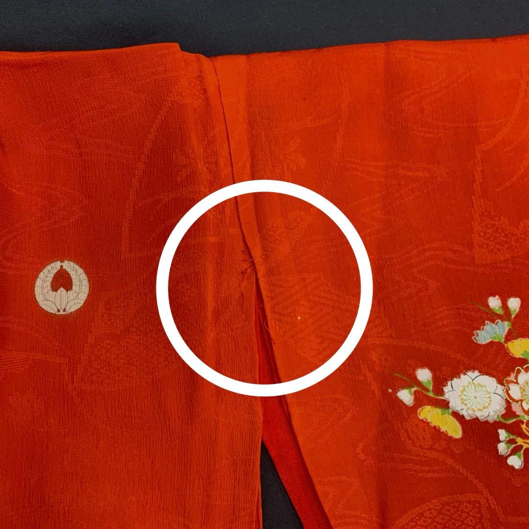 510agu11□七五三 三歳 アンティーク 女の子 着物のみ 五つ紋 扇□良好