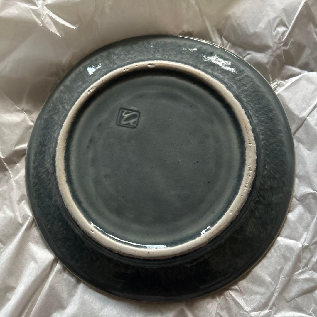 【新品未使用】大沼道行さん 水色リム皿 2枚セット②