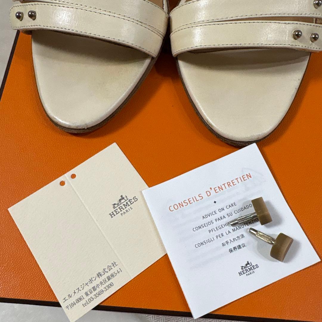 タンスノーイー( ᐪ꒳ᐪ ) HERMES アイボリー レザー ミュール