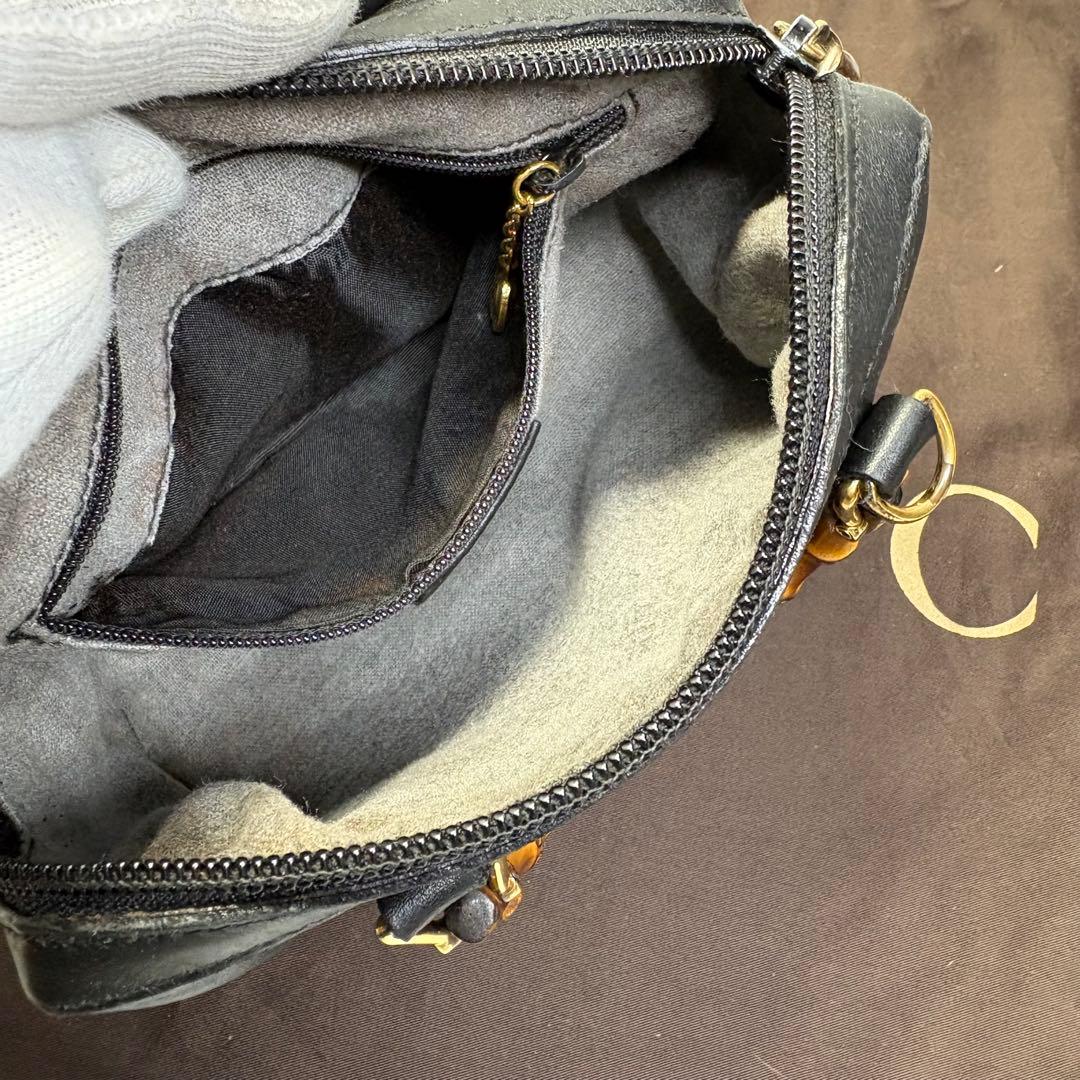 美品　グッチ バンブー 2WAY ミニ ボストンバッグ ヴィンテージ 黒　極小