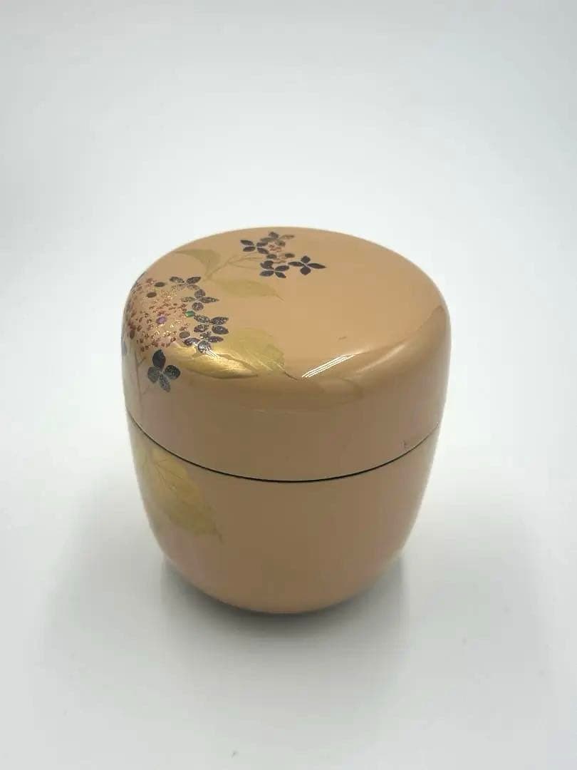 白塗　紫陽花蒔絵　中棗　松峰作　共箱作品