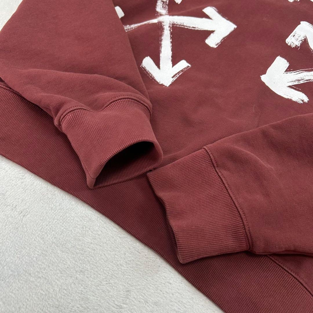 K759 美品 L オフホワイト ロゴプリント スウェット ブラウン メンズ