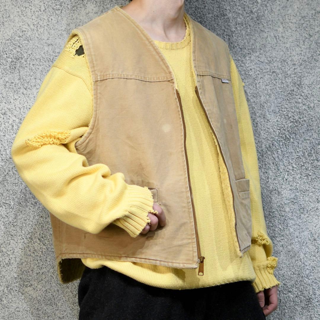 古着 オーバーサイズ Carhartt ダック生地 ベスト ボアベスト