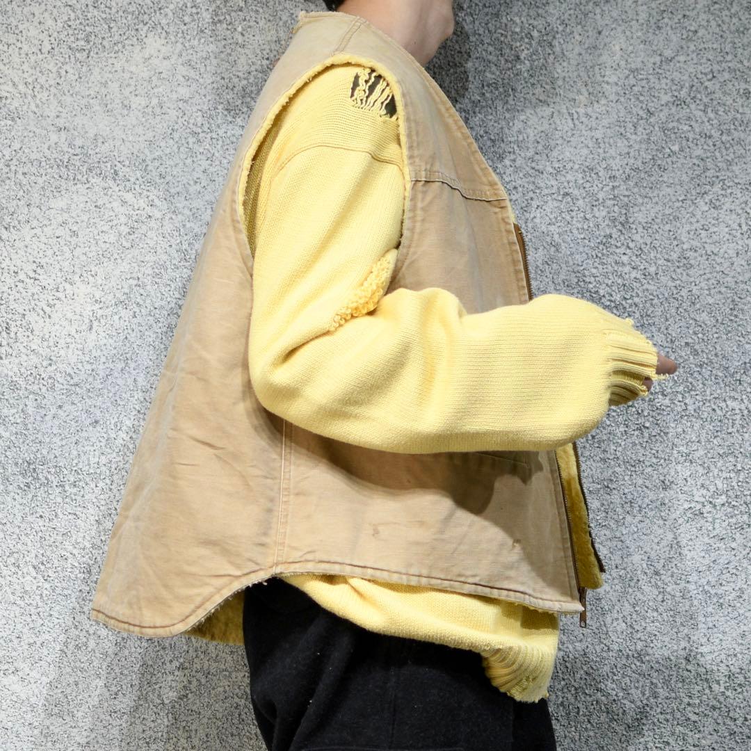 古着 オーバーサイズ Carhartt ダック生地 ベスト ボアベスト