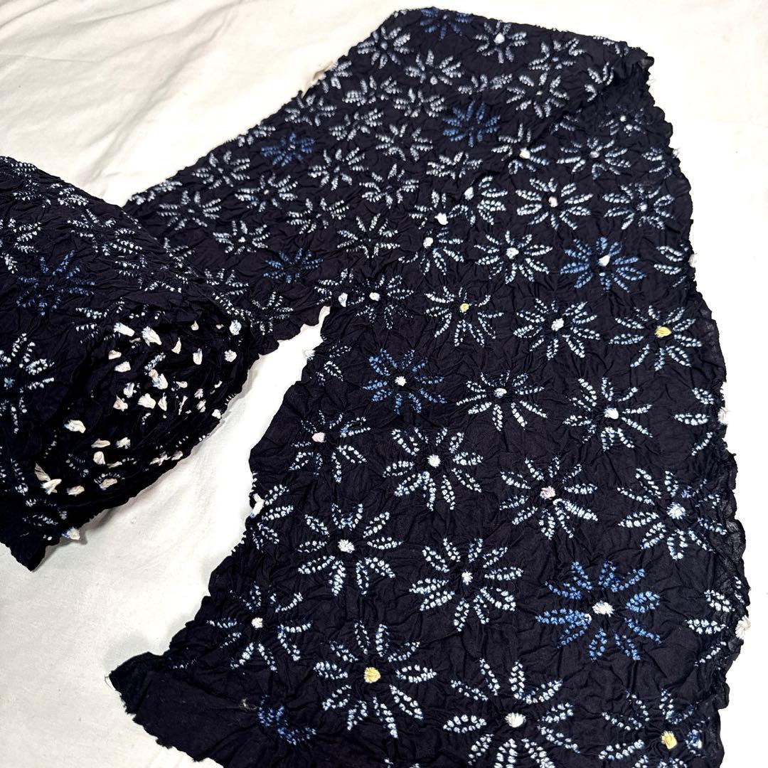 2898★かわいい花柄　絞り　浴衣反物★有松　鳴海★